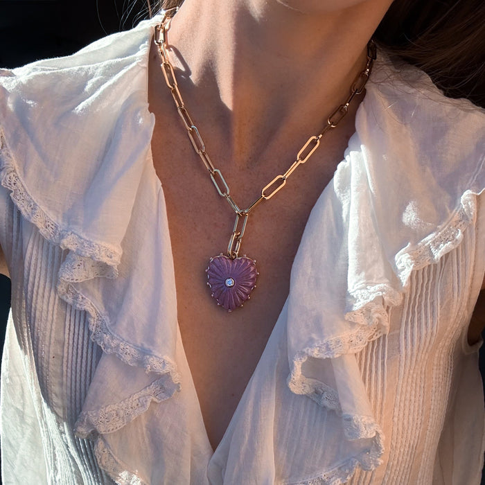 Malene Purple Mica Heart Clip Necklace