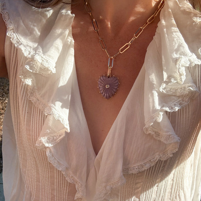 Malene Purple Mica Heart Clip Necklace
