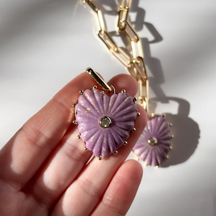 Malene Purple Mica Heart Clip Necklace
