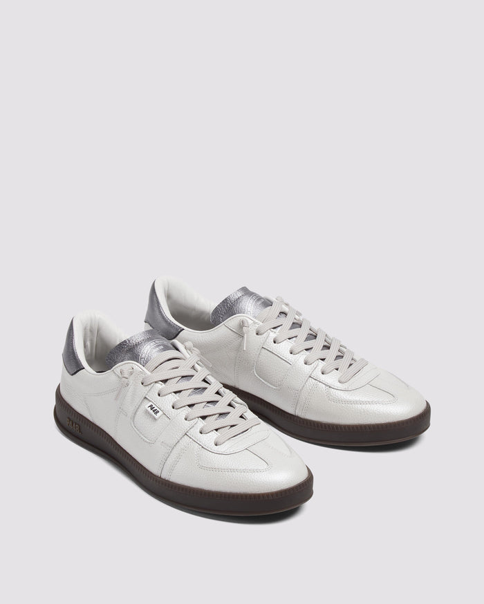Back angle of white sneakers