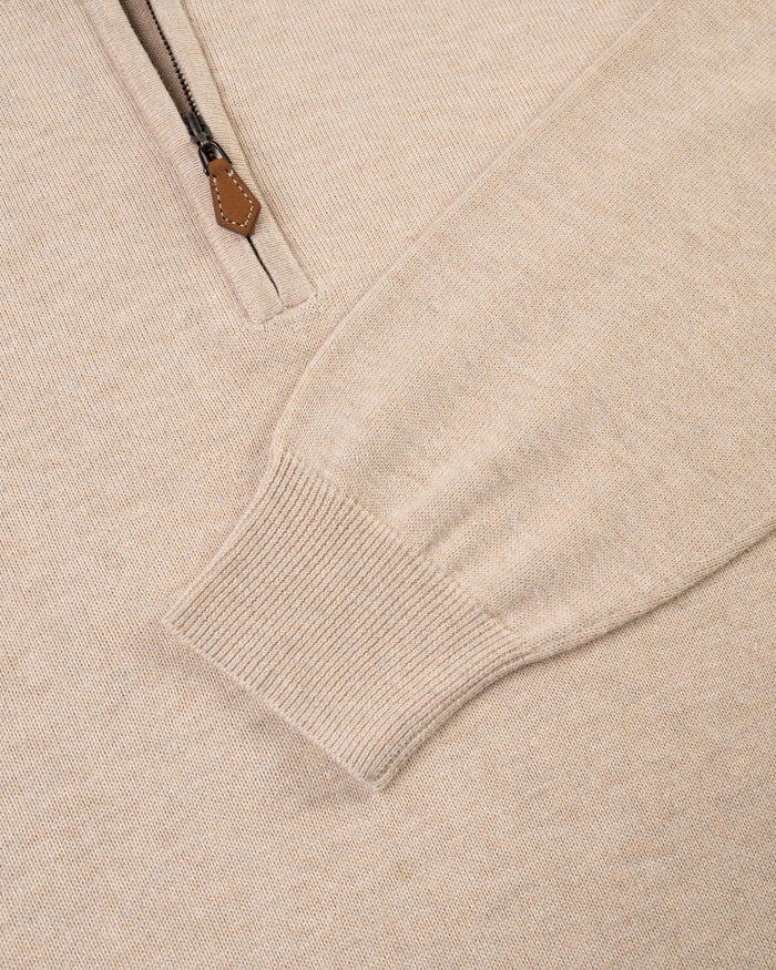 Natural Cotton-Cashmere Quarter-Zip Sweater