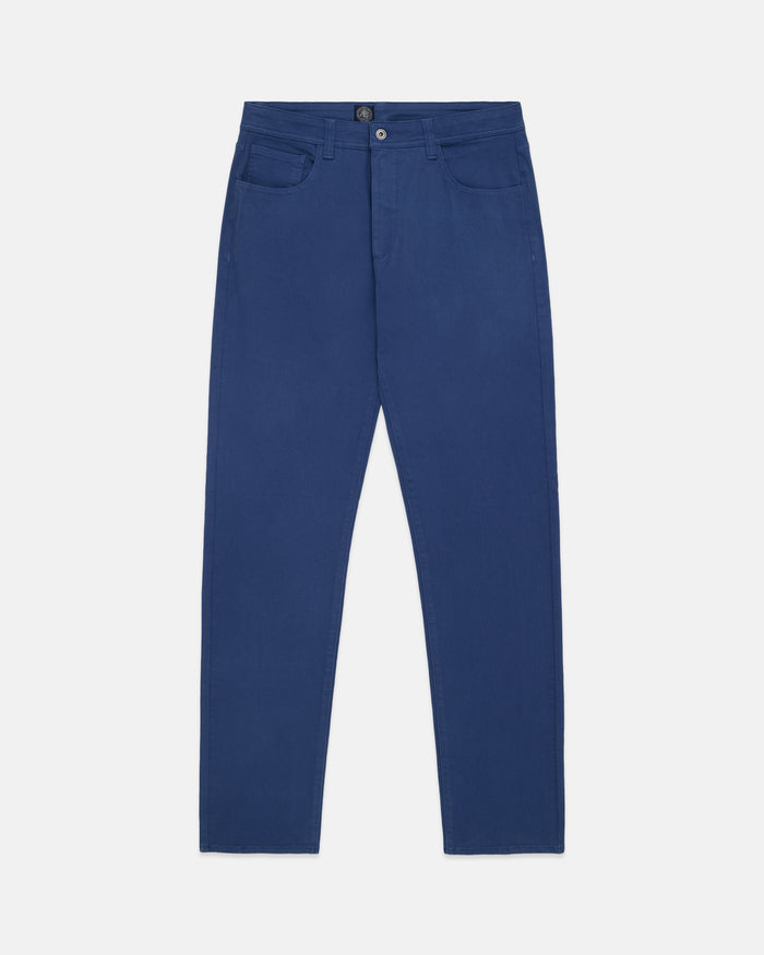 Navy 5-Pocket Cotton Twill Pant