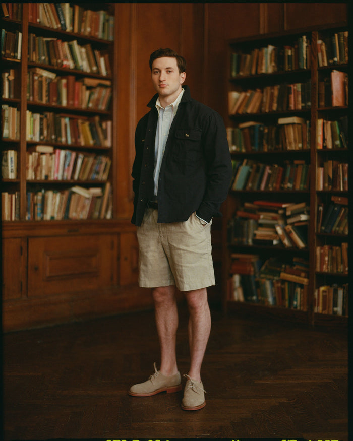 Navy Cotton Canvas Overshirt - Trim Fit
