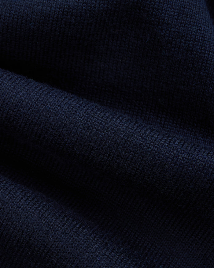 Navy Cotton-Cashmere V-Neck Sweater