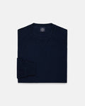 Navy Cotton-Wool Crewneck Sweatshirt - Trim Fit