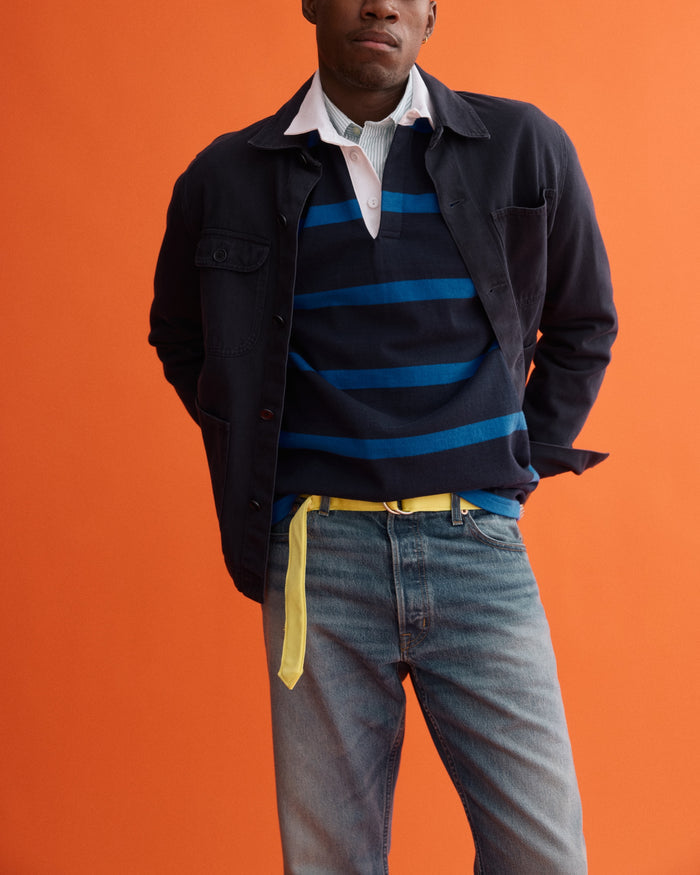 Navy Garment Dyed Recycled Denim Work Jacket