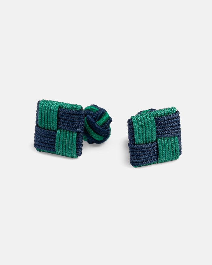 Navy & Green Combo Knot Cufflinks