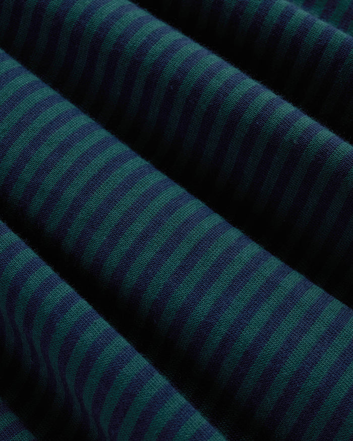 Navy & Green Cotton Jersey Micro-Stripe Polo - Classic Fit