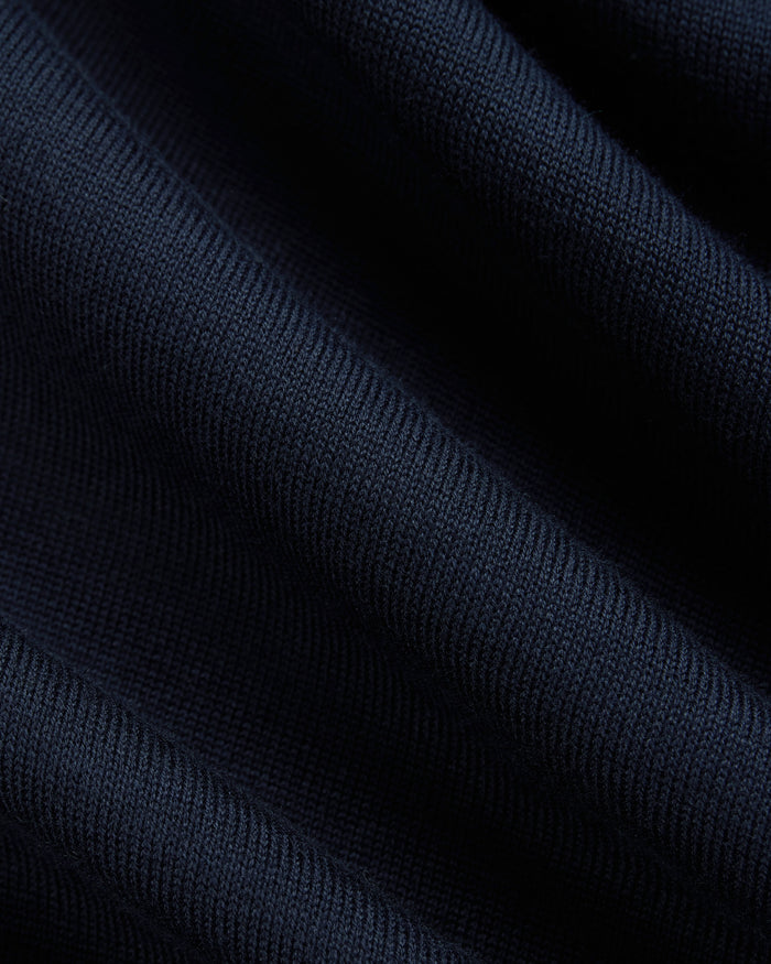 Navy High-Twist Cotton Polo - Trim Fit