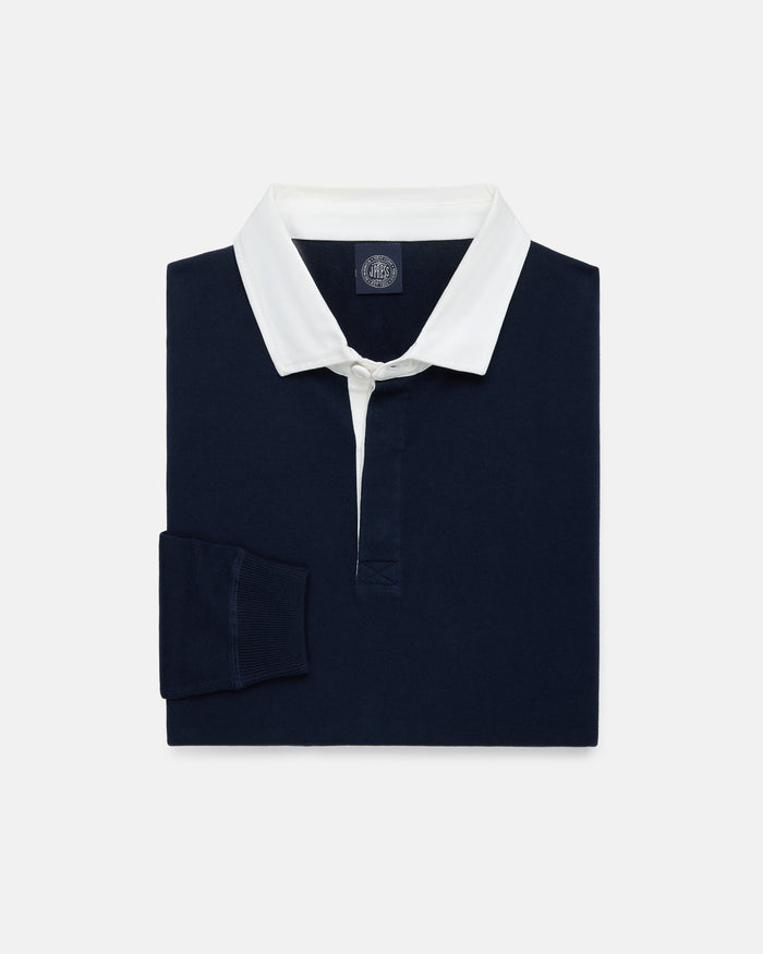 Navy High-Twist Cotton Rugby Sweater