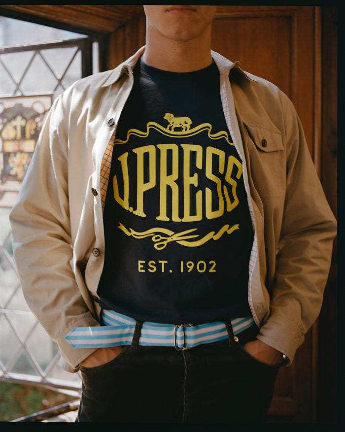Navy J. Press "Sheep & Shears" Logo T-Shirt