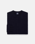 Navy Lambswool Cable Crewneck Sweater