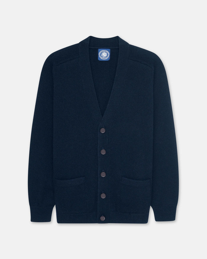 Navy Lambswool Cardigan Sweater