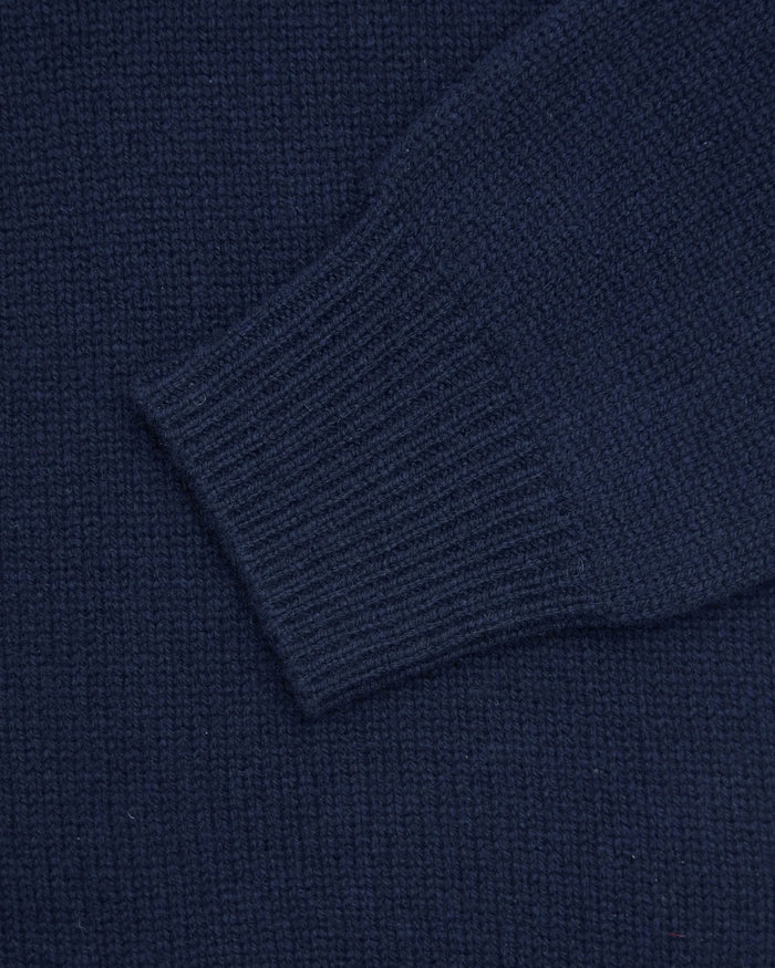 Navy Lambswool Cardigan Sweater