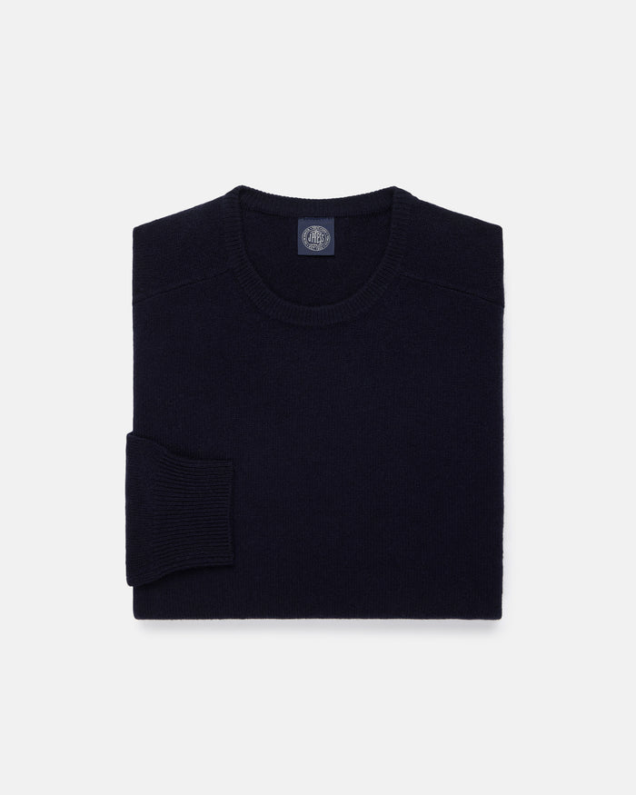 Navy Lambswool Crewneck Sweater