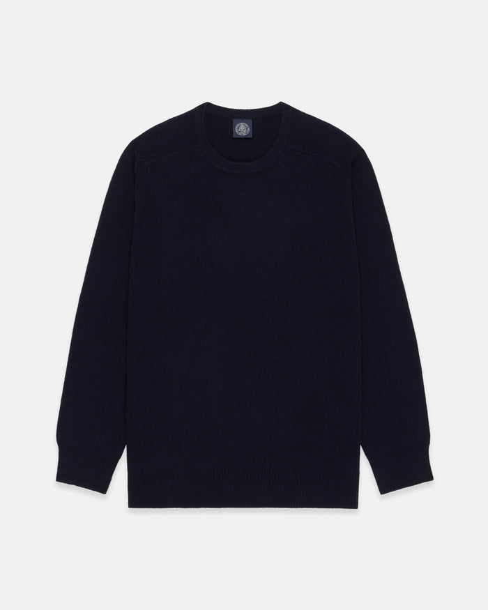 Navy Lambswool Crewneck Sweater