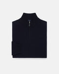 Navy Lambswool Quarter Zip-up Sweater