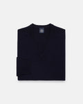 Navy Lambswool V-neck Sweater