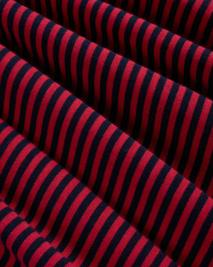 Navy & Red Cotton Jersey Micro-Stripe Polo - Classic Fit