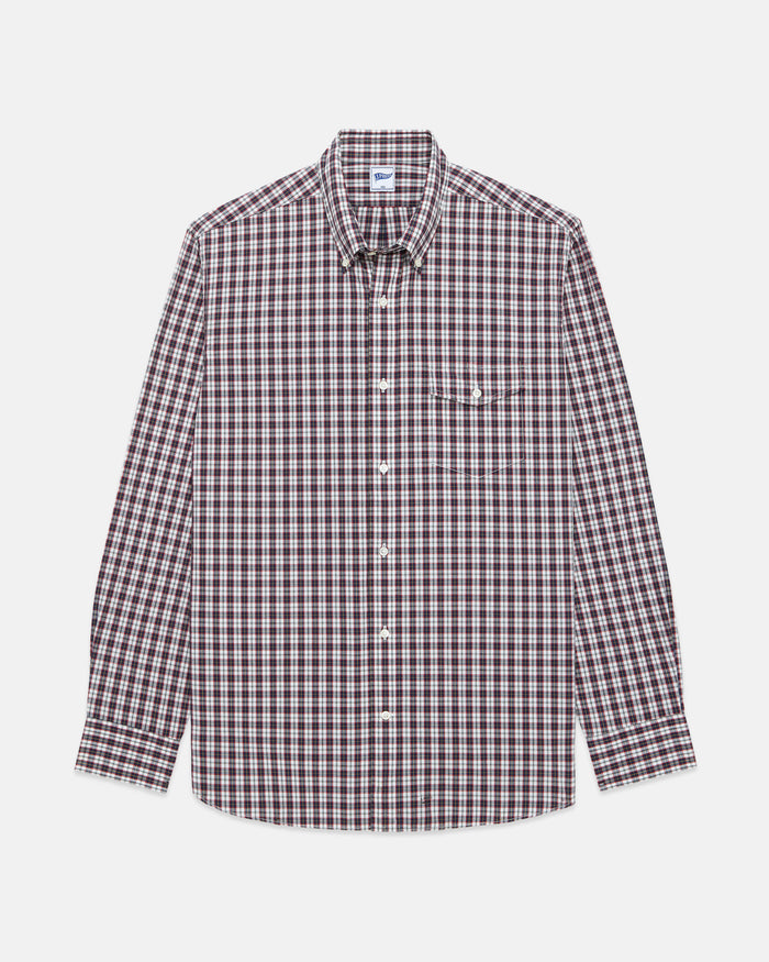 Navy & White Mini-check Sport Shirt - Trim Fit