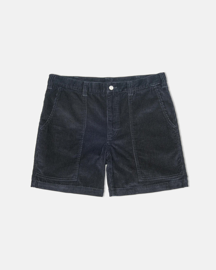 Navy Wide-Wale Cotton Corduroy Shorts - Trim Fit