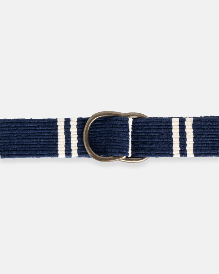 Navy with Cream Regimental Stripe D-Ring Belt