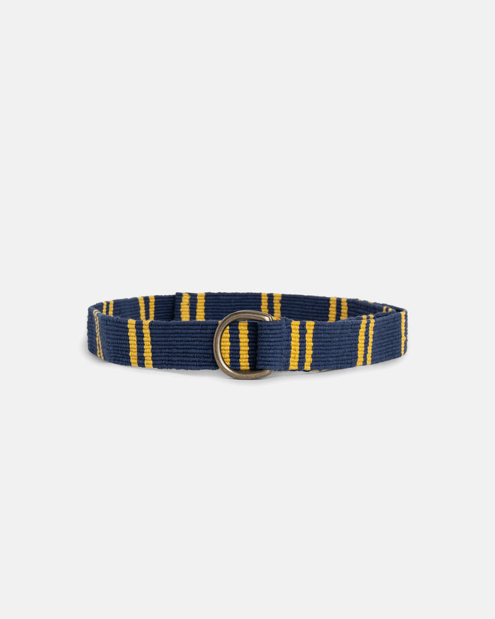 Navy with Gold Regimental Stripe D-Ring Belt