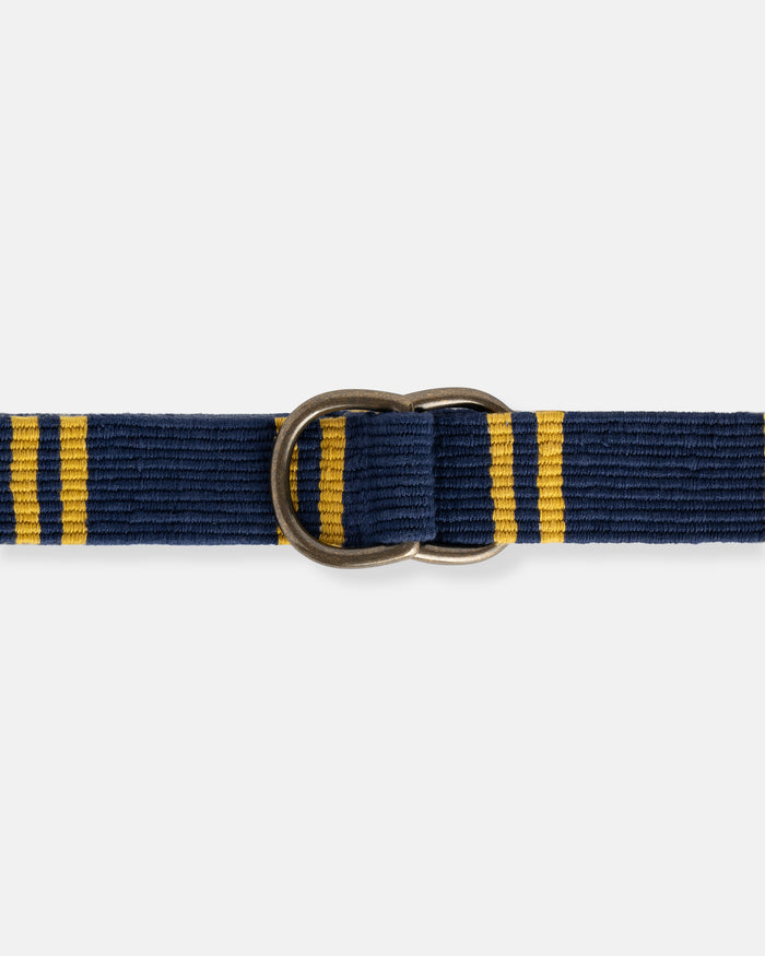 Navy with Gold Regimental Stripe D-Ring Belt