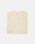Off White Shaker Knit Cotton Crew Neck Sweater