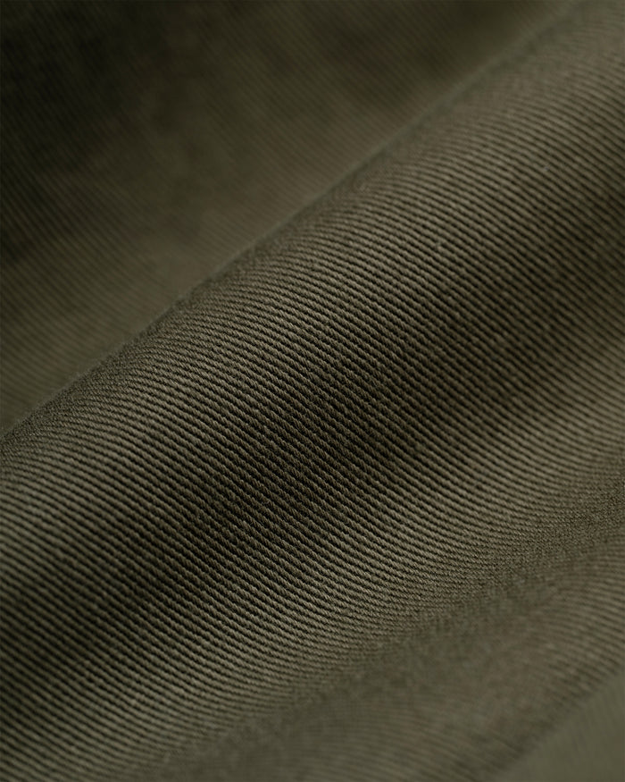 Olive Cinch-Back Cotton Chino Trouser - Trim Fit