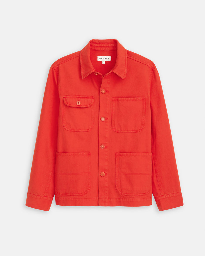 Orange Garment Dyed Recycled Denim Work Jacket