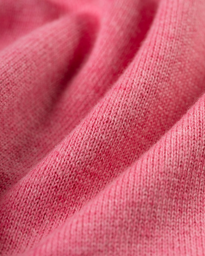 Pink Cotton-Cashmere V-Neck Sweater