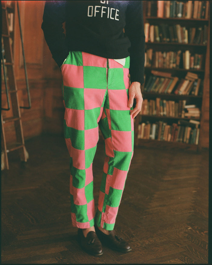Pink & Green Patchwork Corduroy Pant