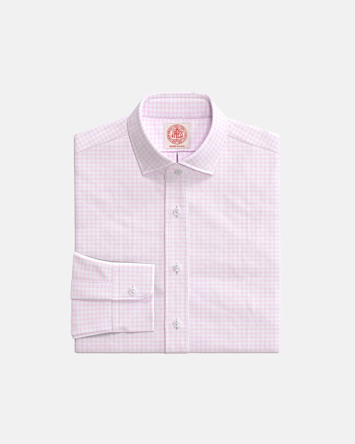 Pink Tattersall English Spread Collar Custom Shirt