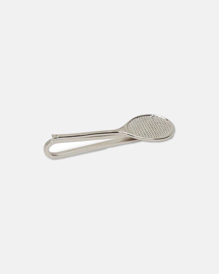 Polished Silver Plate Tennis Racquet Tie Bar