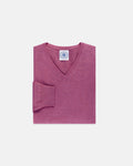 Purple Cotton-Cashmere V-Neck Sweater