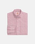 Red Butcher Stripe English Spread Collar Custom Shirt