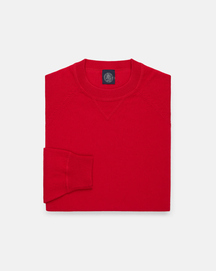 Red Cotton-Wool Crewneck Sweatshirt - Trim Fit