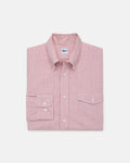 Red Enzyme-Washed Oxford Striped Shirt - Flap Pocket - Trim Fit