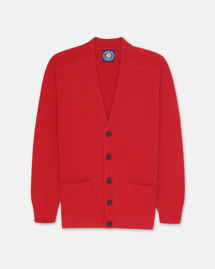 Red Lambswool Cardigan Sweater