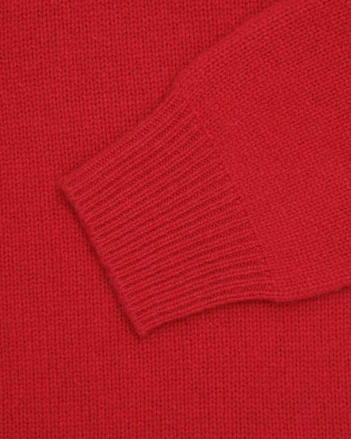 Red Lambswool Cardigan Sweater