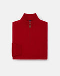 Red Lambswool Quarter Zip-up Sweater