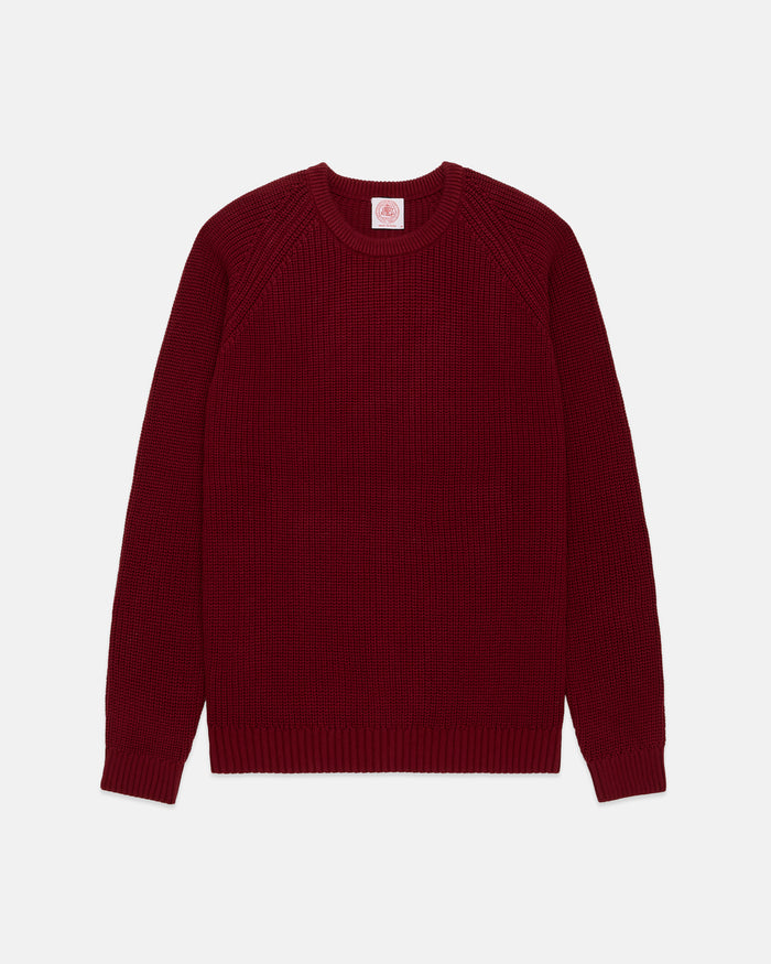 Red Shaker Knit Cotton Crew Neck Sweater