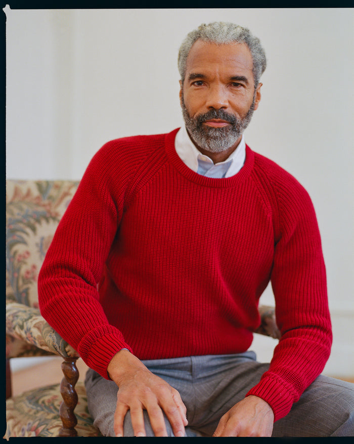 Red Shaker Knit Cotton Crew Neck Sweater