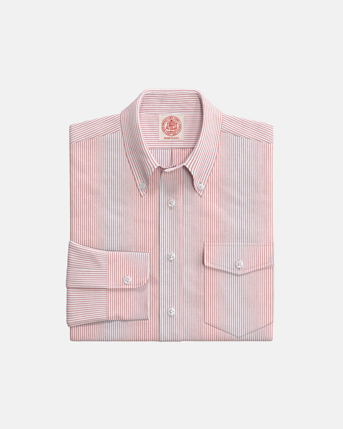 Red University Stripe Oxford Button Down Custom Shirt