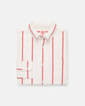 Red Woven Stripe Brushed Button Down Sport Shirt