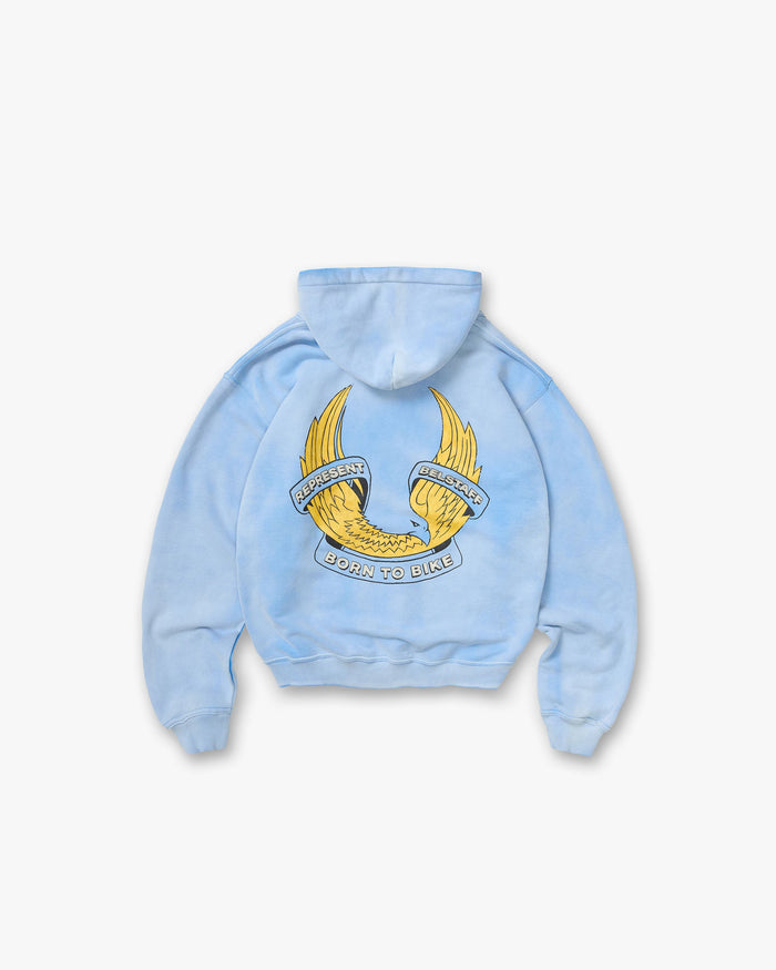Represent X Belstaff Born To Bike Hoodie - Mid Blue