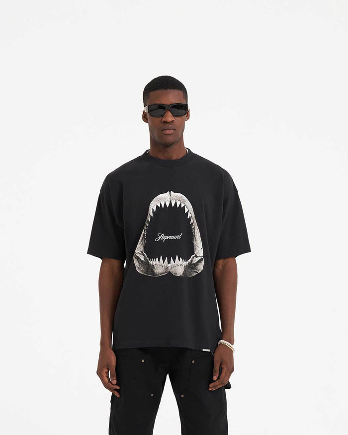 Shark Jaws T-Shirt | Off Black T-Shirts SS23 | Represent Clo