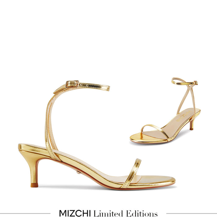 Shiloh Gold Kitten - strappy sandals