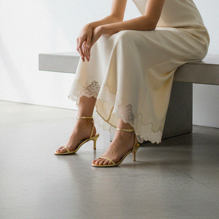 Shiloh Gold Kitten - strappy sandals